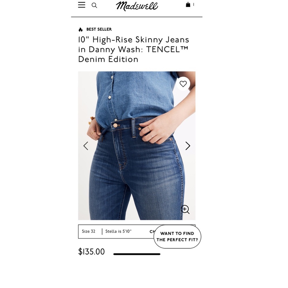 Madewell high waist skinny jeans (Danny wash)